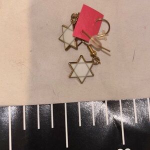 Gold ✡️ Star of David Earrings with White Inlay